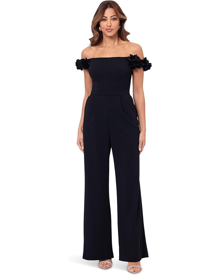 XSCAPE  Long Scuba Crepe One Shoulder Jumpsuit